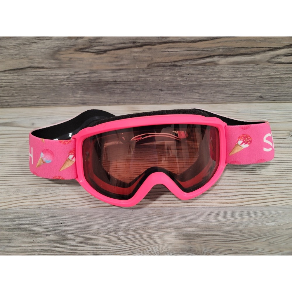 Youth skiing goggles small Smith Pink Sidekicks Cylindrical carbonic-x lens
